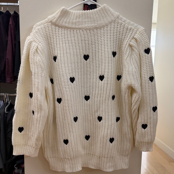 Anthropologie Cream and Black Heart Sweater - Picture 4 of 4